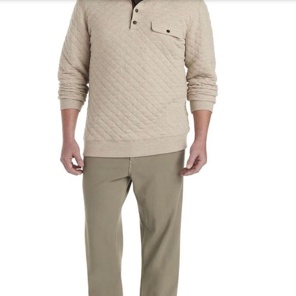 Faherty Other - Faherty Epic Quilted Fleece Pullover Men’s Oatmeal Beige Casual Shirt Sz XL New